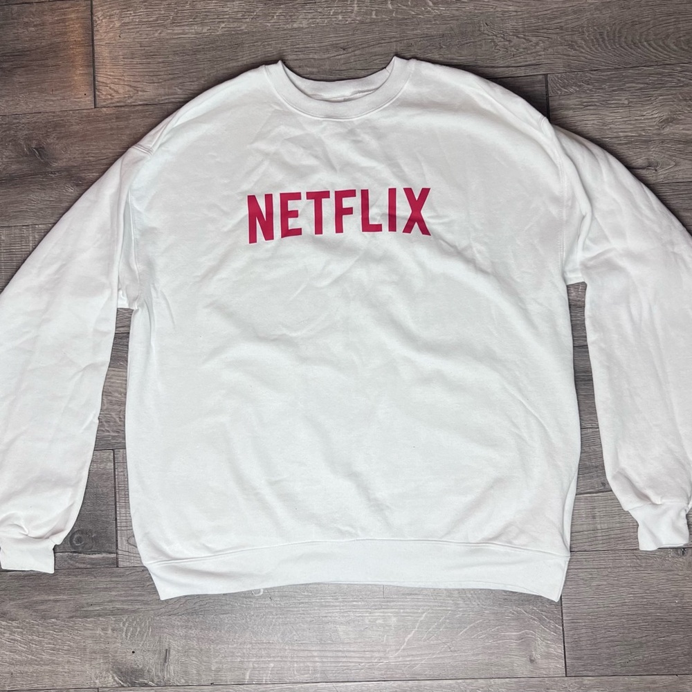 Netflix White Sweater for Men by Hanes